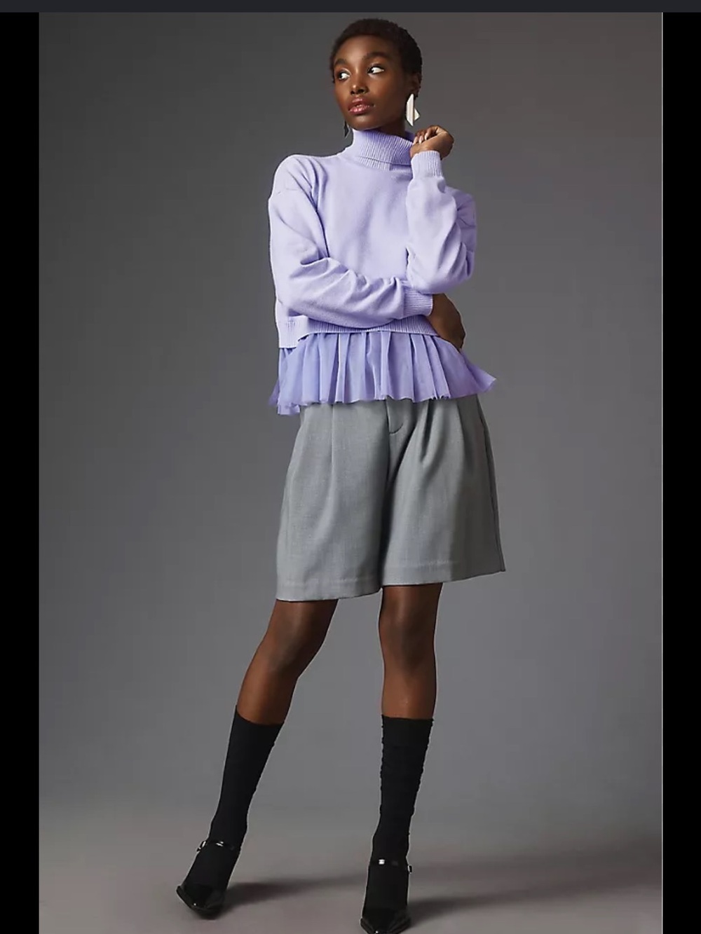 Anthropologie Lavender Layered Turtleneck Sweater